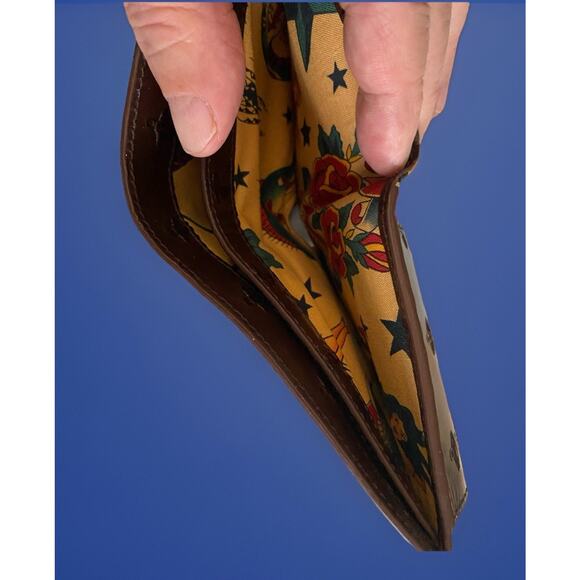 JACK SPADE Warren Street Mens Brown Leather Wallet - Anchors, Sailor Tattoos new - Picture 4 of 4